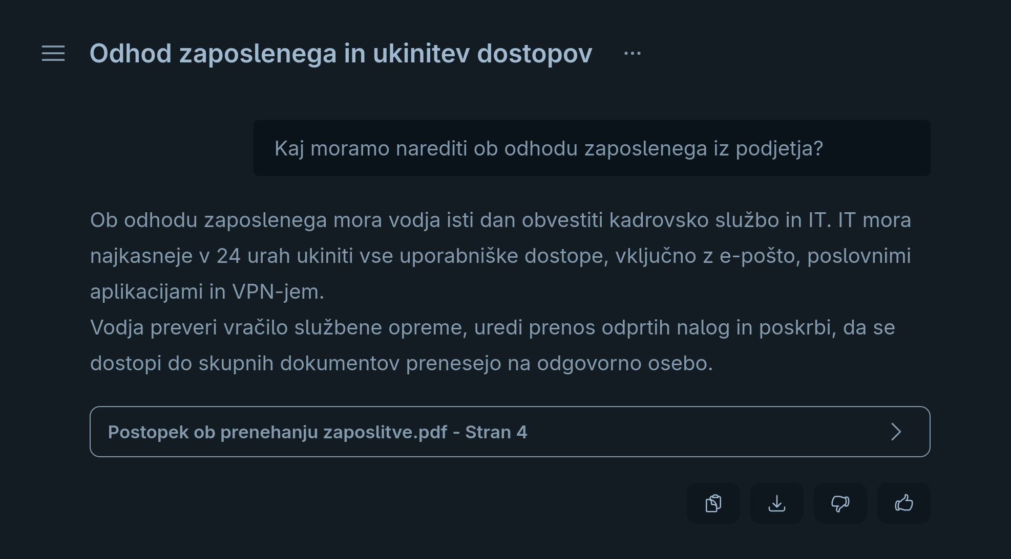 AI Asistent — pogovor s citiranim virom